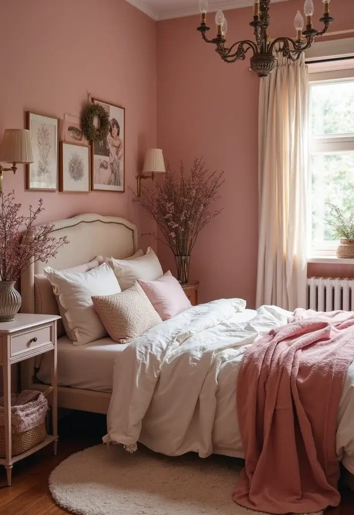 26 Aesthetic Room Color Ideas Bedroom That Make Your Space Feel Dreamy - 13. Vintage Rose