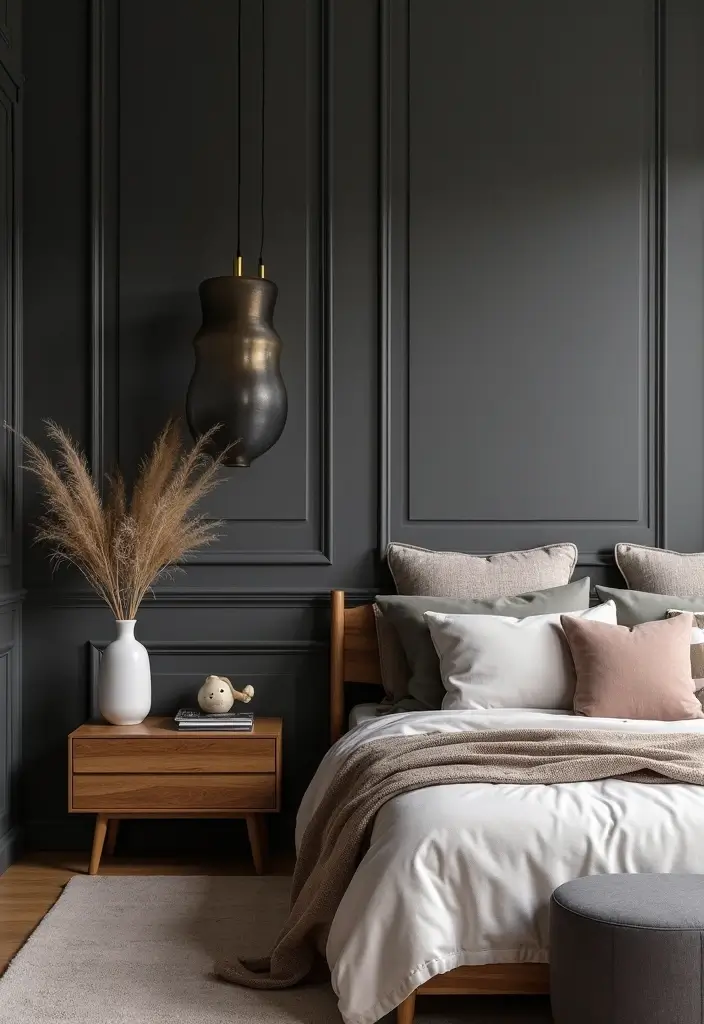 26 Aesthetic Room Color Ideas Bedroom That Make Your Space Feel Dreamy - 16. Charcoal Grey