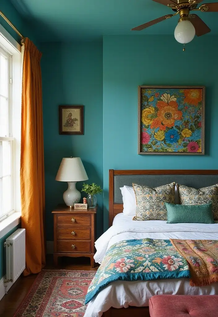 26 Aesthetic Room Color Ideas Bedroom That Make Your Space Feel Dreamy - 17. Vibrant Teal