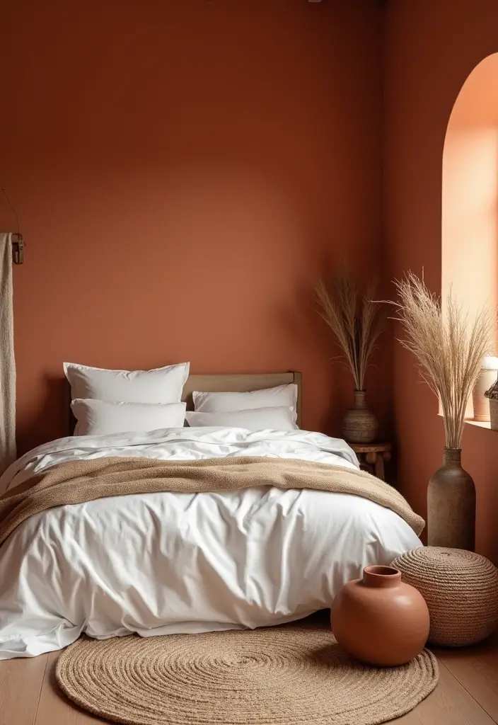 26 Aesthetic Room Color Ideas Bedroom That Make Your Space Feel Dreamy - 2. Warm Terracotta