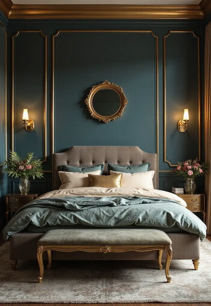 26 Aesthetic Room Color Ideas Bedroom That Make Your Space Feel Dreamy - 23. Metallic Gold