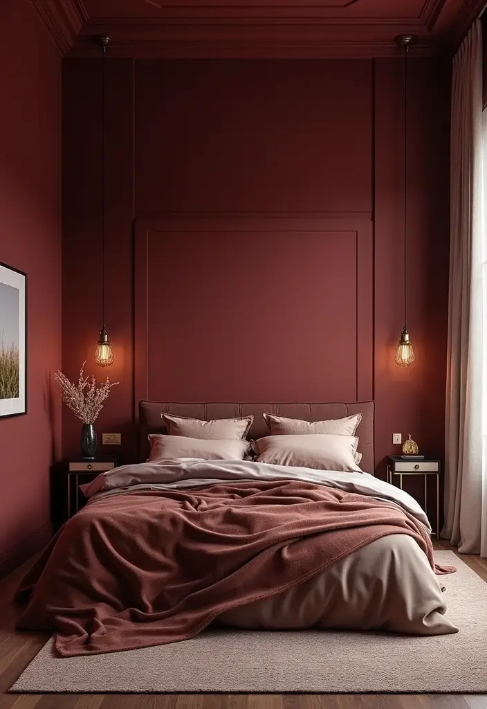 26 Aesthetic Room Color Ideas Bedroom That Make Your Space Feel Dreamy - 26. Bold Burgundy