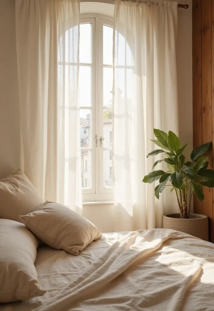 26 Bloxburg Bedroom Ideas Modern That Are Minimal and Aesthetic - 10. Soft Lighting with Curtains