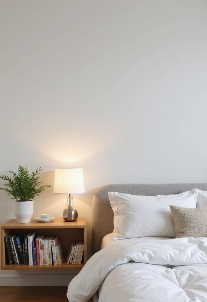 26 Small Bedroom Side Table Ideas That Feel Smart & Stylish - 1. Floating Shelves for a Minimalist Look