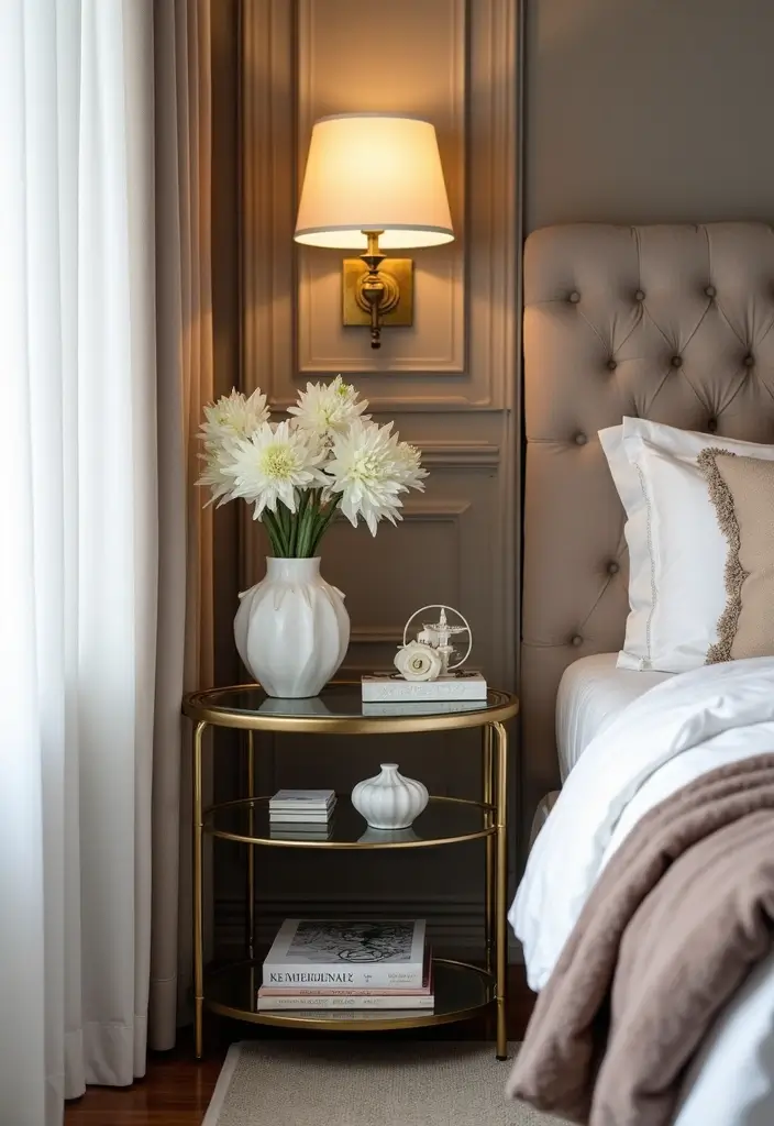 26 Small Bedroom Side Table Ideas That Feel Smart & Stylish - 14. Glass Top Tables