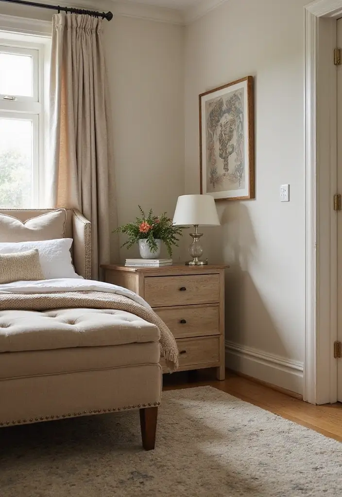 26 Small Bedroom Side Table Ideas That Feel Smart & Stylish - 16. Stylish Ottoman Nightstands