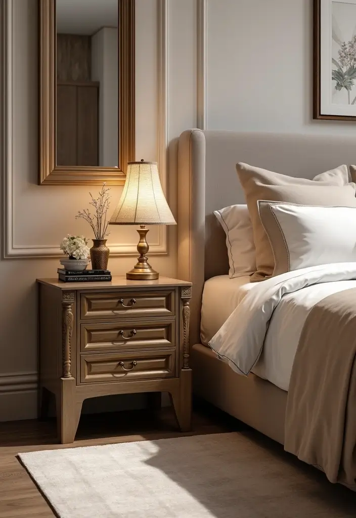 26 Small Bedroom Side Table Ideas That Feel Smart & Stylish - 17. Designer Nightstand Tables