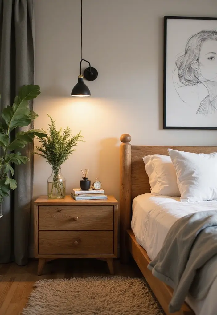 26 Small Bedroom Side Table Ideas That Feel Smart & Stylish - 18. Eco-Friendly Wood Nightstands