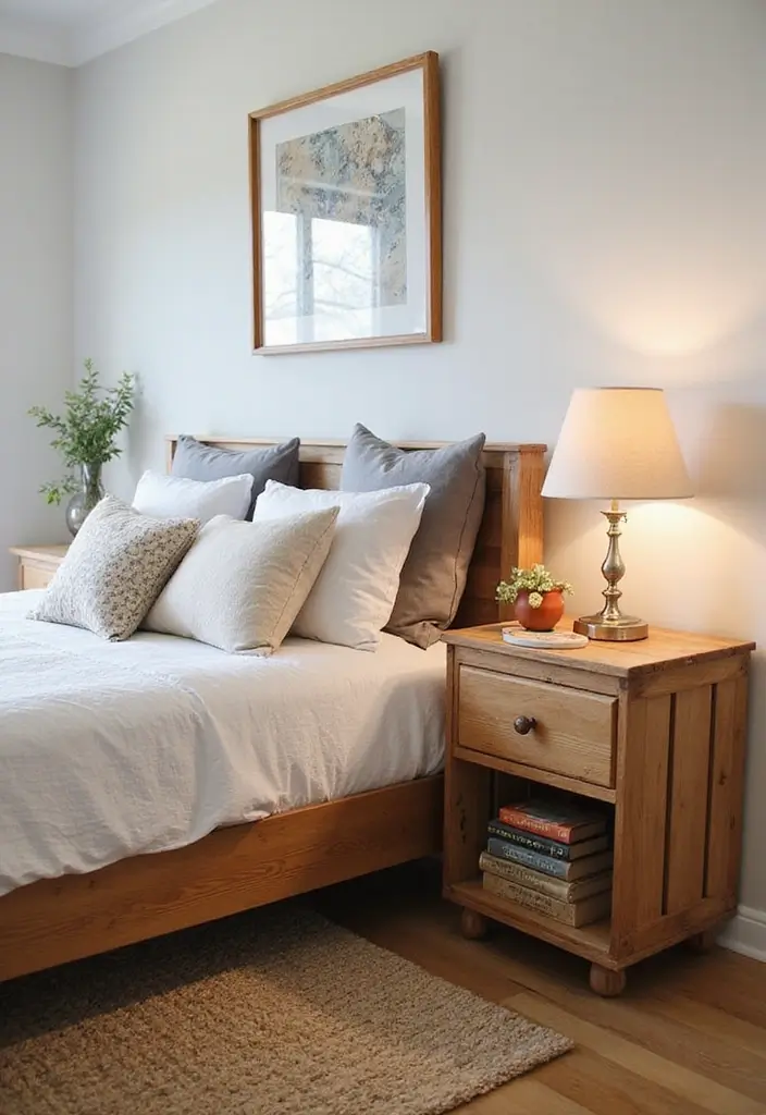 26 Small Bedroom Side Table Ideas That Feel Smart & Stylish - 26. Simple Wooden Crates