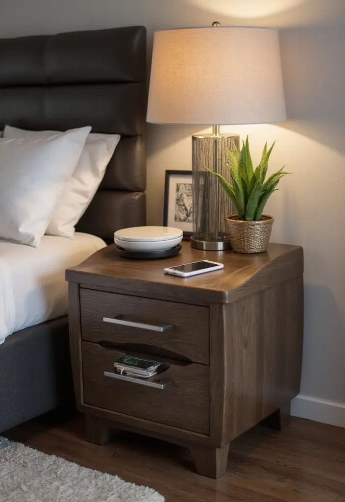 26 Small Bedroom Side Table Ideas That Feel Smart & Stylish - 6. Nightstands with Built-in Charging Stations