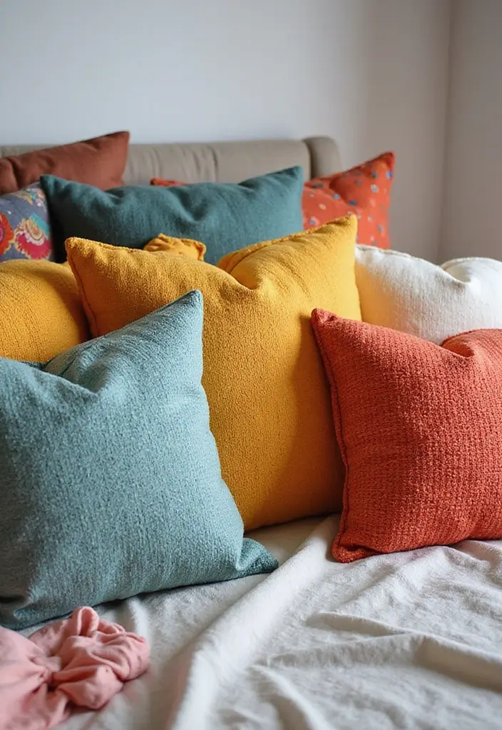 26 Teen Boho Bedroom Ideas That Feel Trendy and Creative - 14. Colorful Throw Pillows