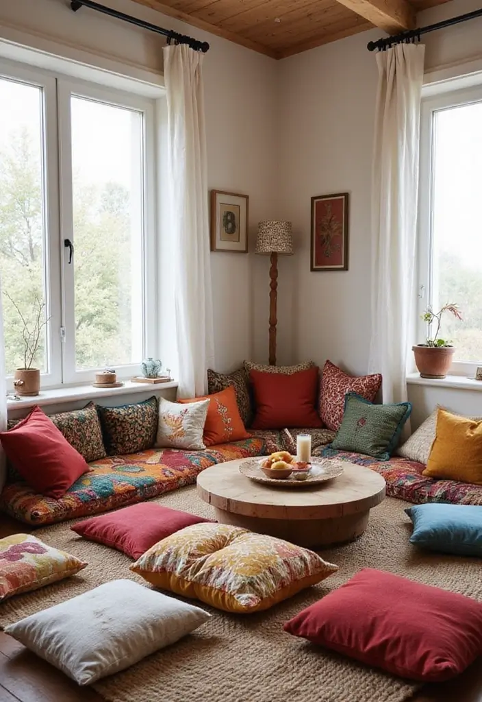 26 Teen Boho Bedroom Ideas That Feel Trendy and Creative - 21. Low Seating Areas