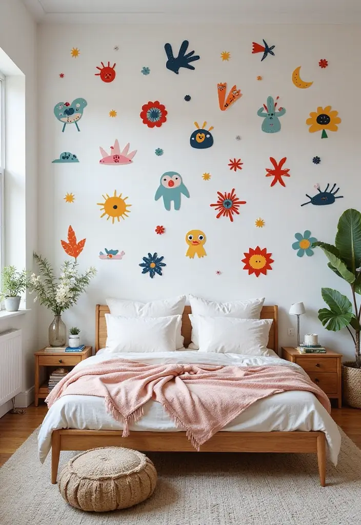 26 Teen Boho Bedroom Ideas That Feel Trendy and Creative - 22. Funky Wall Decals