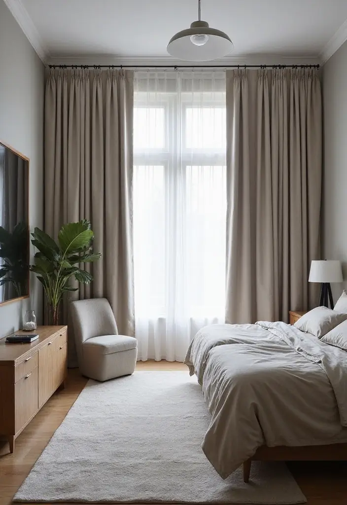 27 Bedroom Curtain Ideas Master Modern That Add Elegance and Privacy - 17. Grommet Top Curtains for Modern Elegance