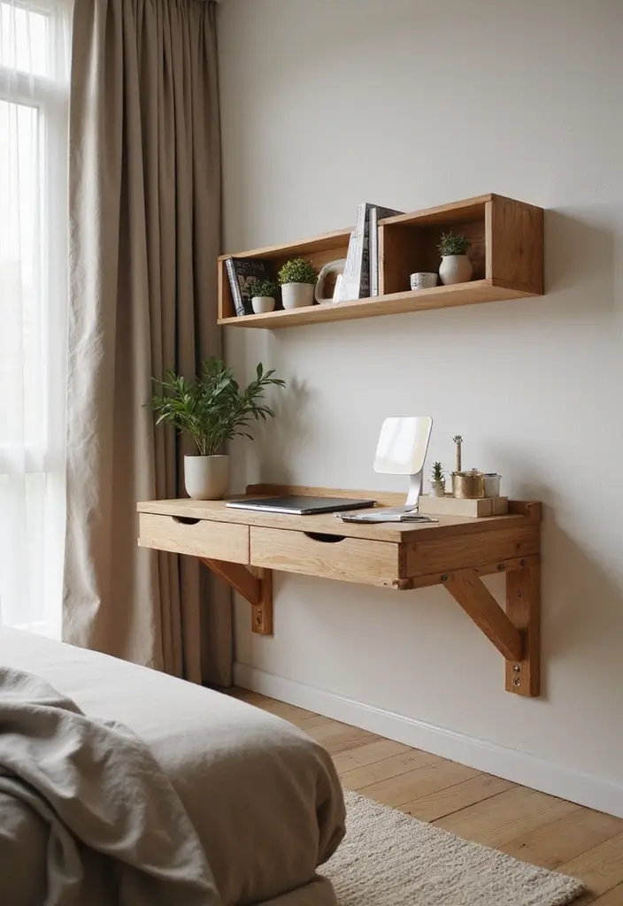 27 Corner Study Table Ideas Bedroom That Save Space Smartly - 9. Wall-Mounted Foldable Desk