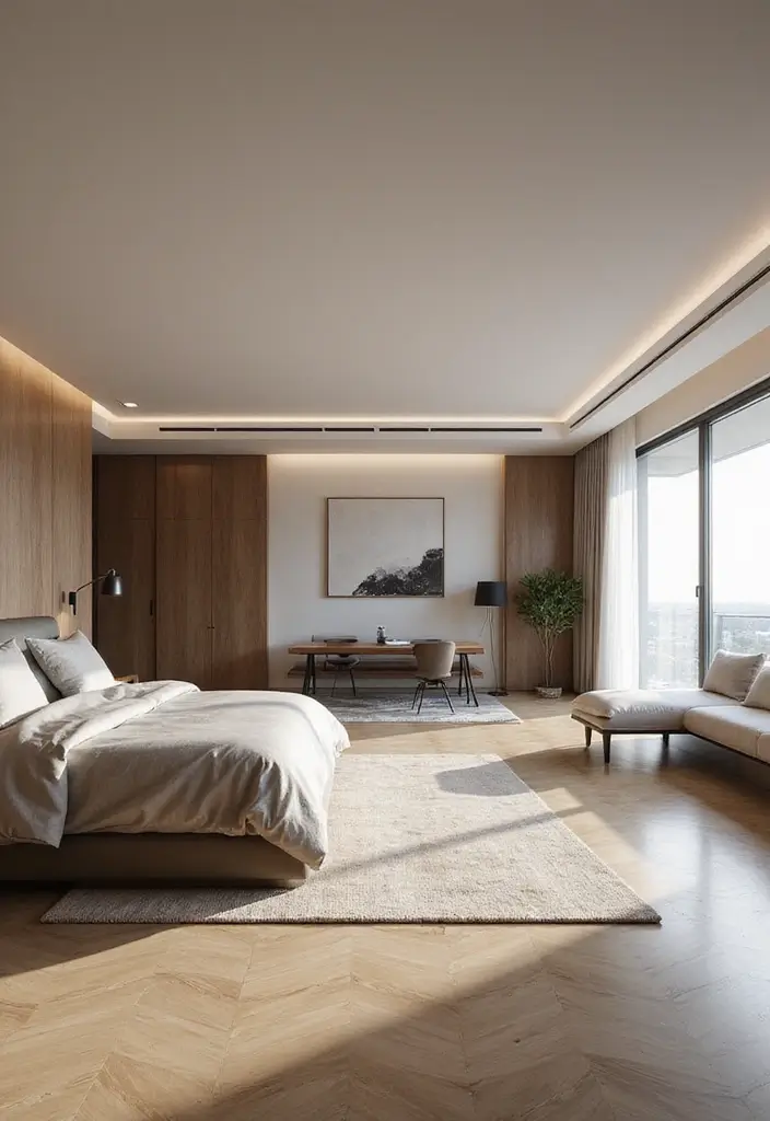 27 Main Bedroom Ideas Modern That Feel Spacious and Sleek - 13. Open Floor Plan