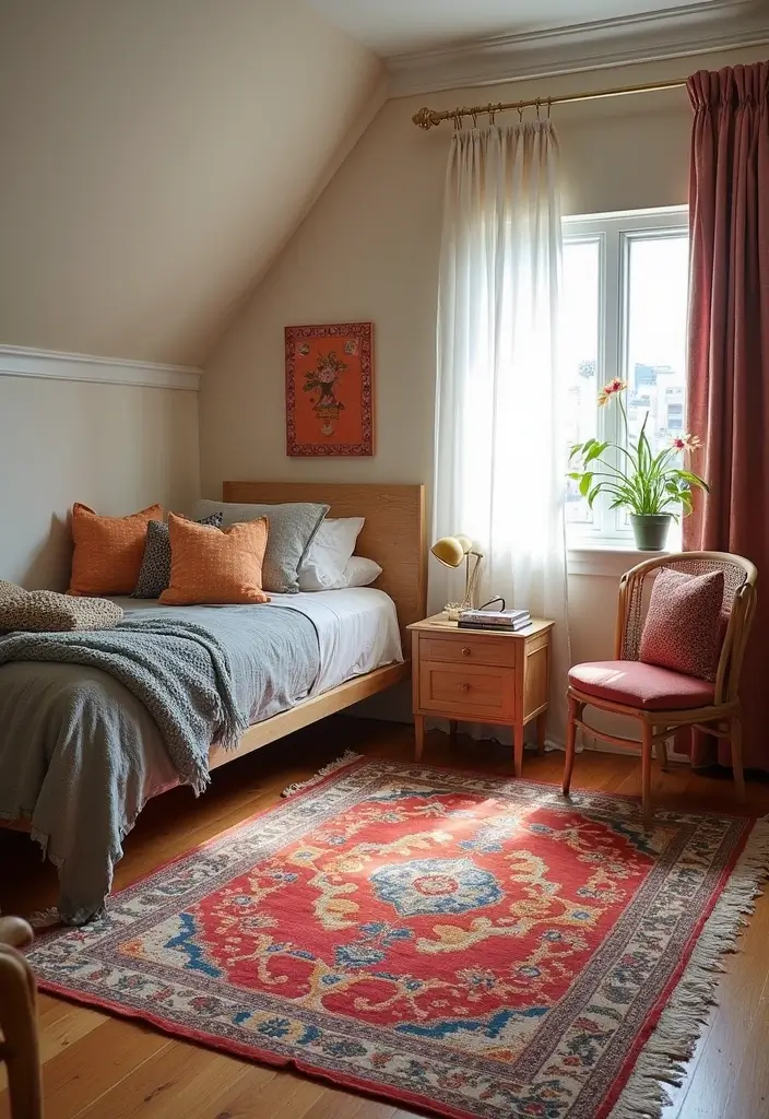 27 Teen Loft Bedroom Ideas That Are Modern and Multi-Functional - 21. Statement Rugs