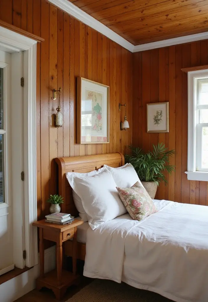 28 Rustic Brown Bedroom Ideas That Bring Natural Warmth - 1. Warm Wood Paneling