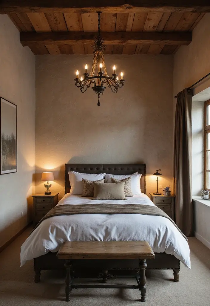 28 Rustic Brown Bedroom Ideas That Bring Natural Warmth - 21. Statement Lighting Fixtures