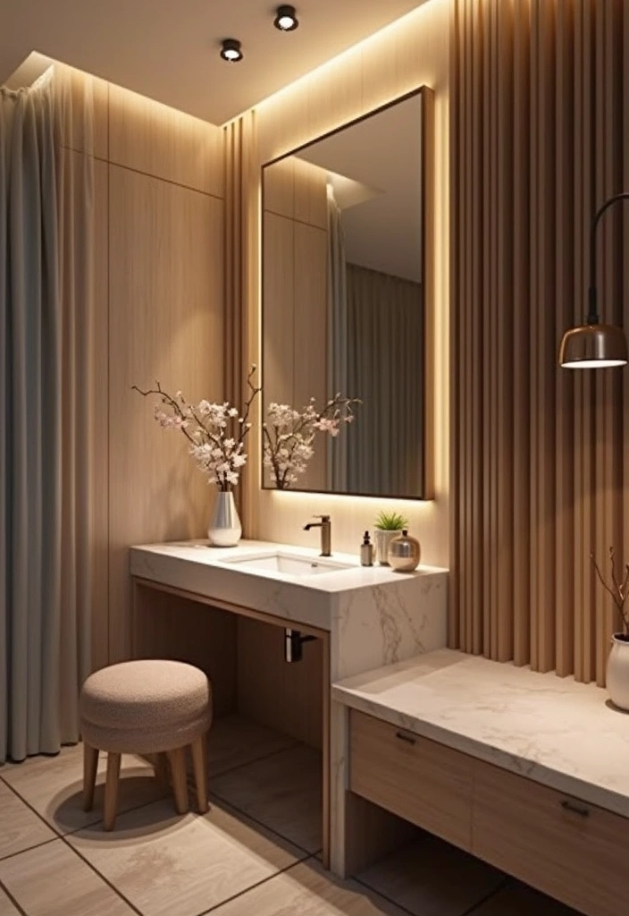 28 Vanity Ideas Bedroom Modern Luxury That Feel High-End & Sleek - 17. Built-in Lighting Features