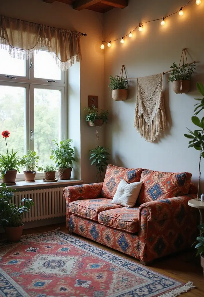 29 Bedroom Sofa Ideas for Small Spaces That Double as Decor - 11. Playful Bohemian Sofa