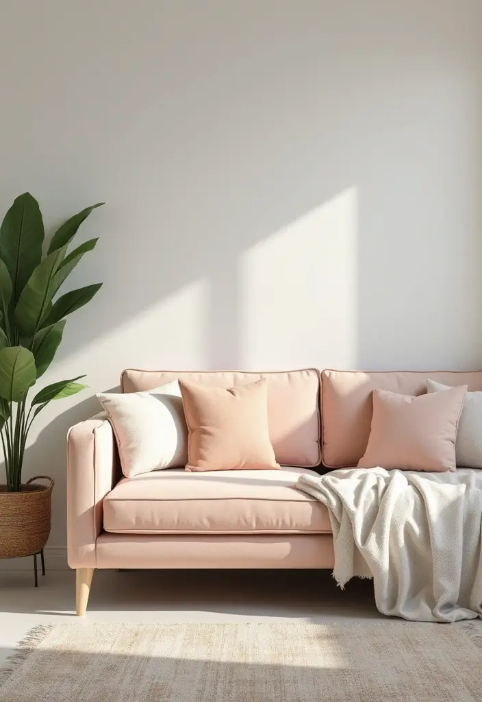 29 Bedroom Sofa Ideas for Small Spaces That Double as Decor - 17. Soft Pastel Sofa