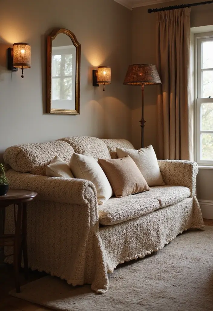 29 Bedroom Sofa Ideas for Small Spaces That Double as Decor - 26. Cozy Knit Sofa