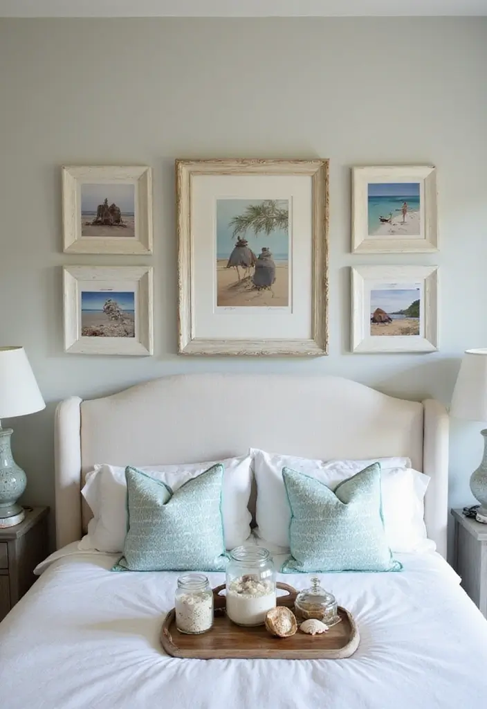 29 Modern Coastal Bedroom Ideas That Bring Beach Vibes Home - 12. Personalized Coastal Decor