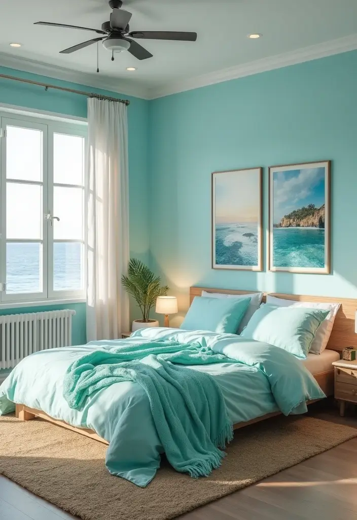 29 Modern Coastal Bedroom Ideas That Bring Beach Vibes Home - 15. Ocean-Inspired Color Accents