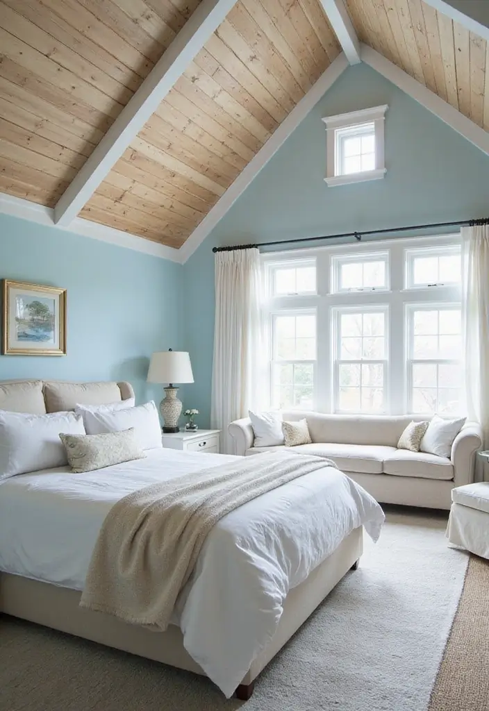 29 Modern Coastal Bedroom Ideas That Bring Beach Vibes Home - 26. Unique Ceiling Treatments