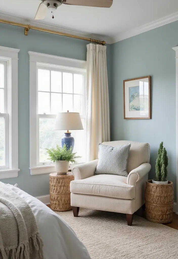 29 Modern Coastal Bedroom Ideas That Bring Beach Vibes Home - 27. Beachy Accent Chairs