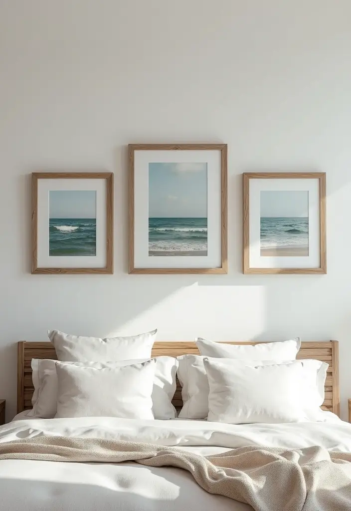 29 Modern Coastal Bedroom Ideas That Bring Beach Vibes Home - 4. Beach-Inspired Artwork