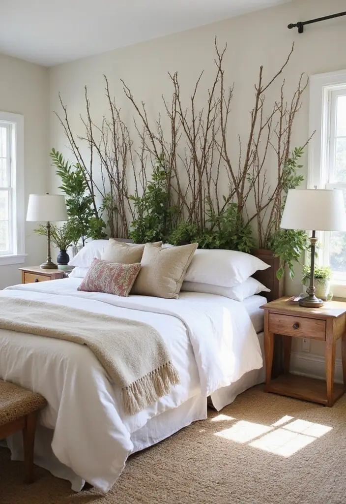 30 Bedroom Headboard Wall Ideas That Make a Bold Statement - 10. Nature-Inspired Headboards