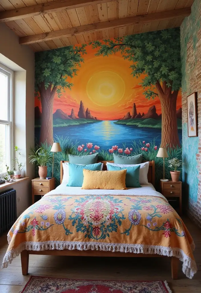 30 Bedroom Headboard Wall Ideas That Make a Bold Statement - 20. Paint a Mural