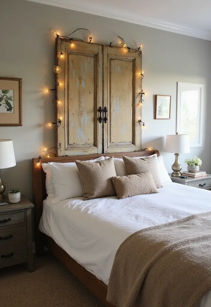 30 Bedroom Headboard Wall Ideas That Make a Bold Statement - 5. Vintage Door Headboards