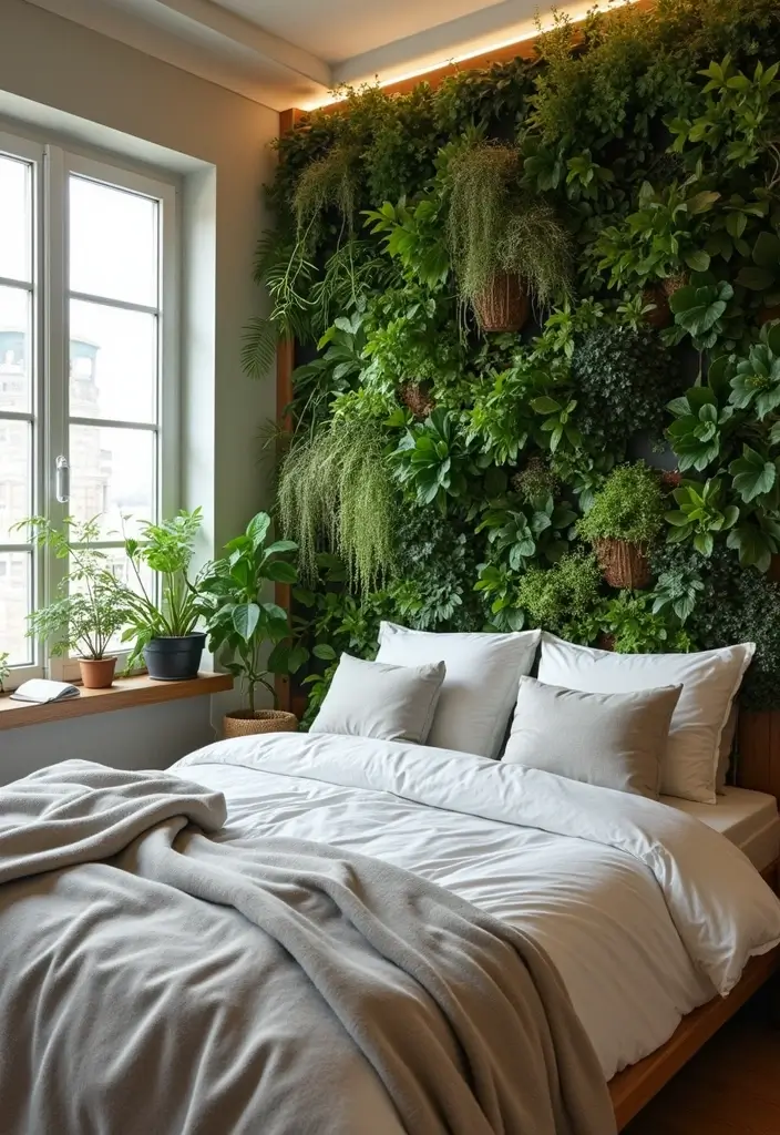 30 Bedroom Ideas for Small Spaces That Maximize Function & Style - 10. Vertical Garden Walls