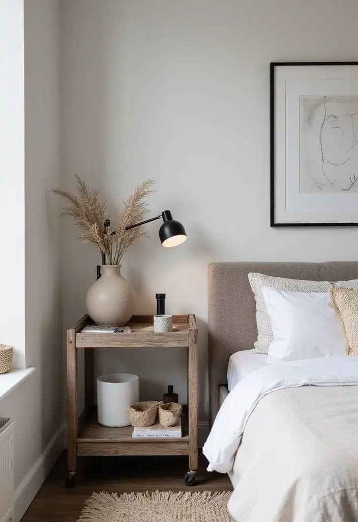 30 Bedroom Ideas for Small Spaces That Maximize Function & Style - 18. Bedside Carts