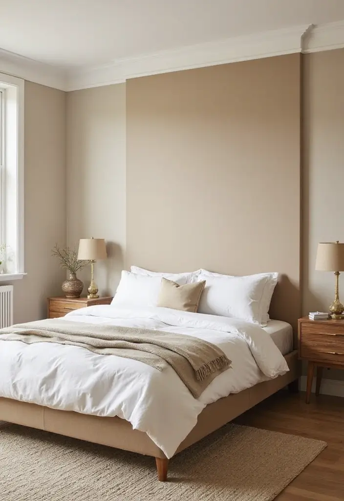 30 Beige Aesthetic Bedroom Ideas That Feel Calm & Minimalist - 30. Beige Accent Walls
