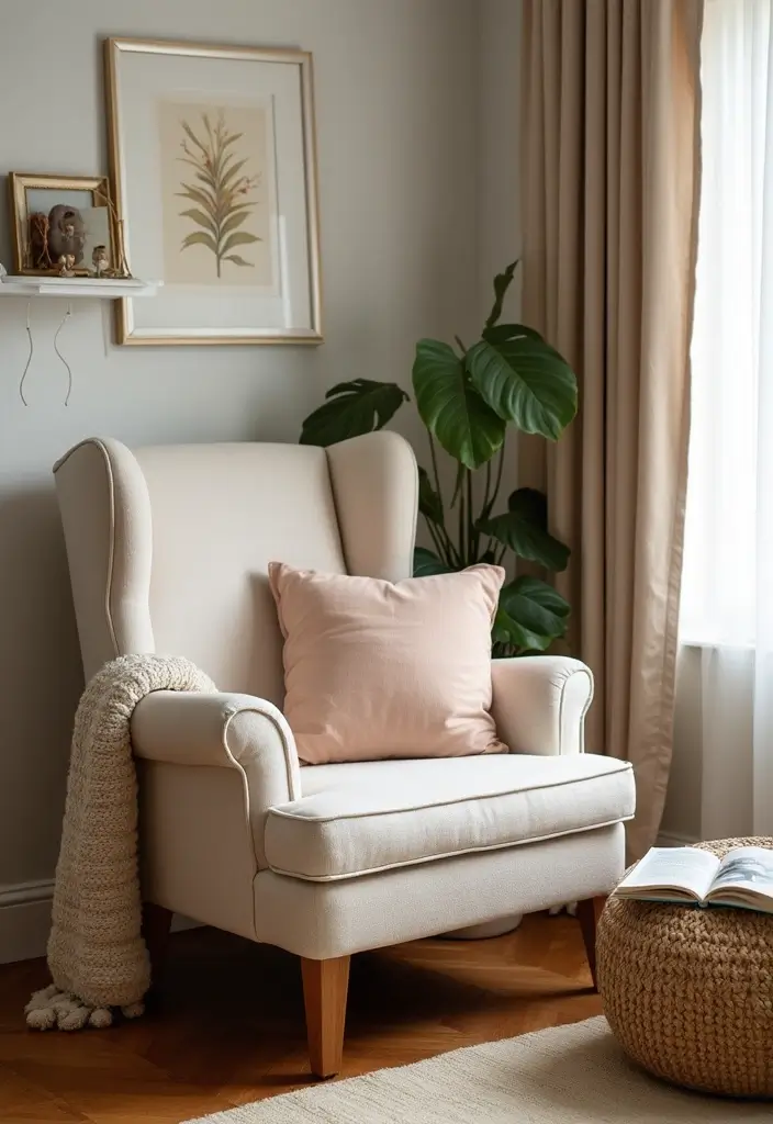 30 Beige Aesthetic Bedroom Ideas That Feel Calm & Minimalist - 9. Creating a Cozy Reading Nook