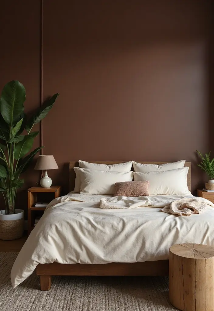 30 Brown Wall Bedroom Ideas That Bring Earthy Elegance - 1. Earthy Chocolate Retreat