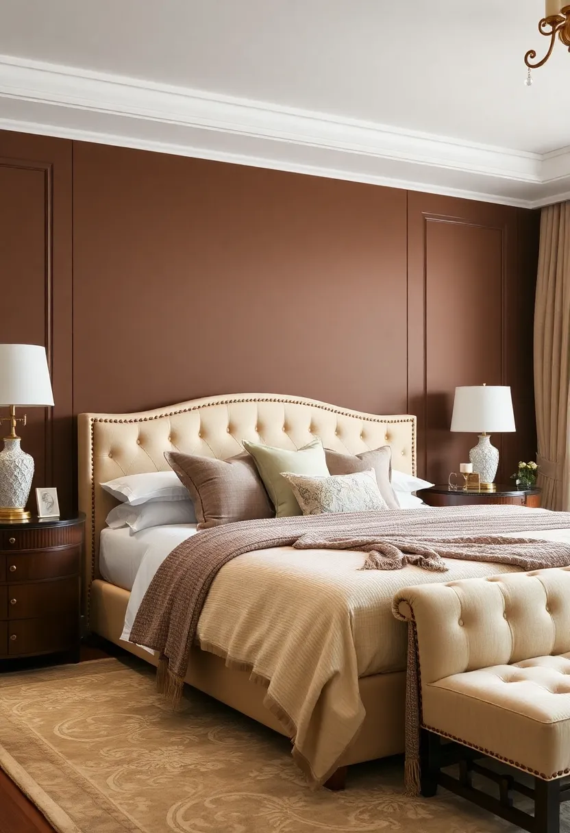 30 Brown Wall Bedroom Ideas That Bring Earthy Elegance - 6. Earthy Accents with Cream