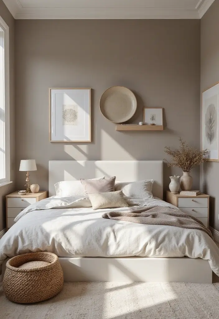 30 Brown Wall Bedroom Ideas That Bring Earthy Elegance - 8. Soft Taupe Elegance