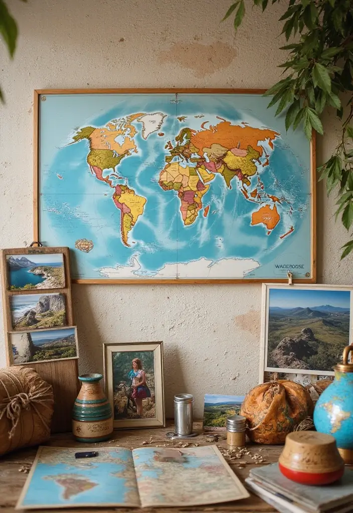 30 Corner of Bedroom Ideas That Turn Dead Space Into Magic - 24. Travel-Themed Corner