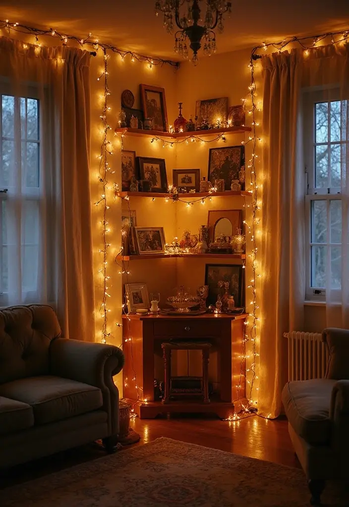 30 Corner of Bedroom Ideas That Turn Dead Space Into Magic - 28. Whimsical Fairy Light Corner