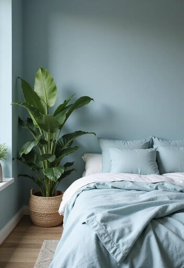 30 Dusty Blue Bedroom Ideas That Feel Calm & Sophisticated - 15. Incorporating Natural Elements
