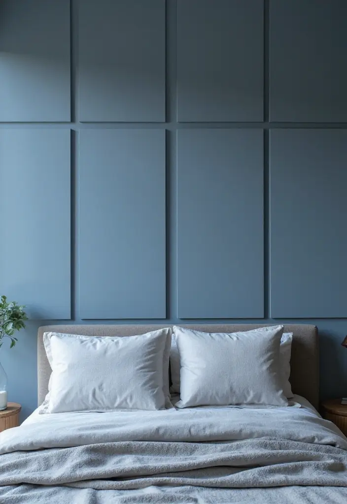 30 Dusty Blue Bedroom Ideas That Feel Calm & Sophisticated - 26. Dusty Blue Wall Panels