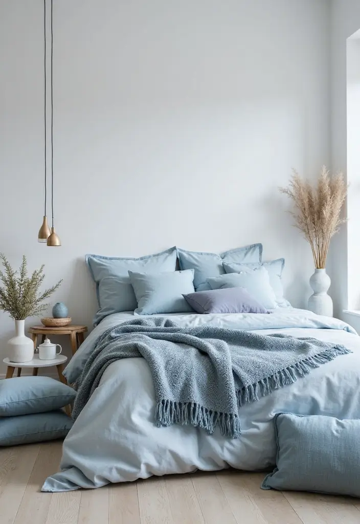 30 Dusty Blue Bedroom Ideas That Feel Calm & Sophisticated - 3. Dusty Blue Accents