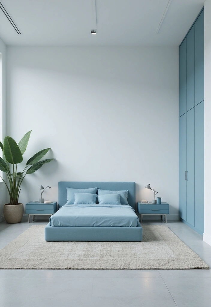 30 Dusty Blue Bedroom Ideas That Feel Calm & Sophisticated - 6. Minimalist Furniture