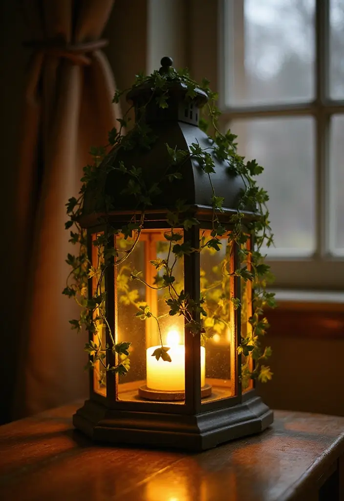 30 Fake Ivy Decor Bedroom Ideas That Bring Nature Inside - 26. Faux Ivy for Bedside Lanterns