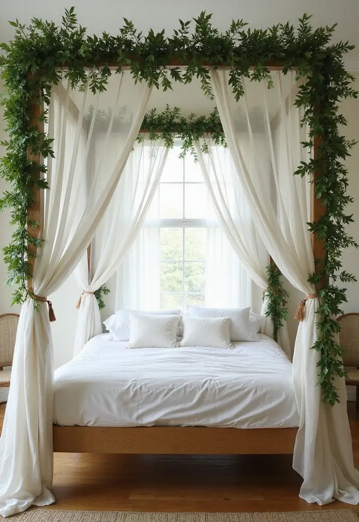 30 Fake Ivy Decor Bedroom Ideas That Bring Nature Inside - 8. Ivy as a Bed Canopy